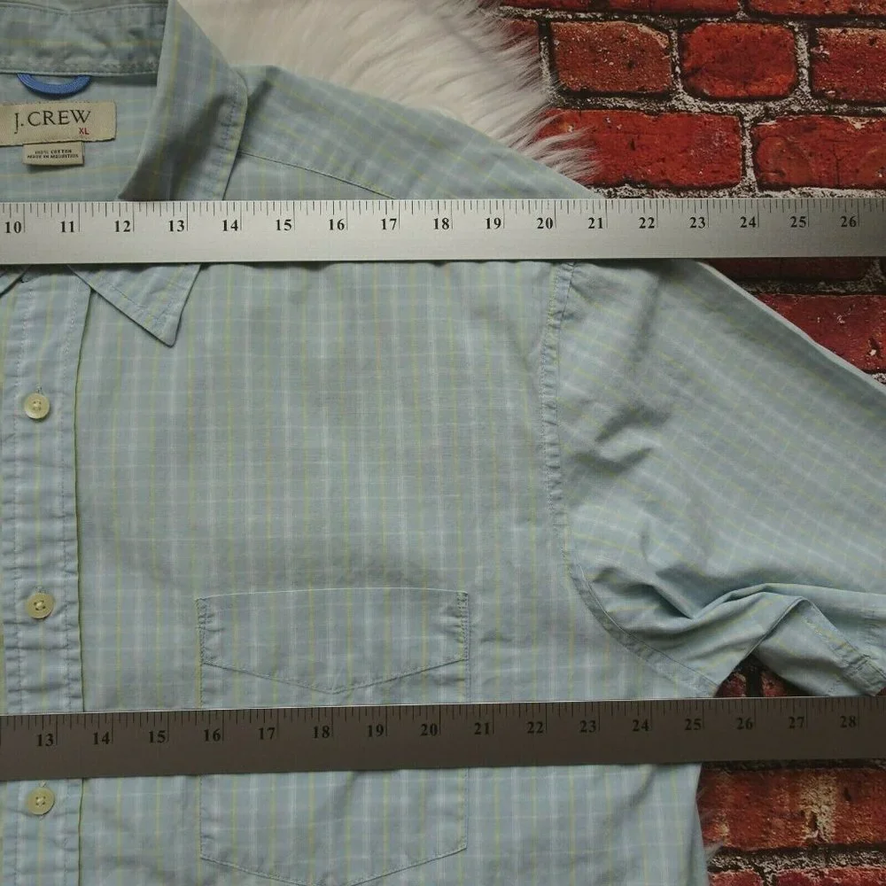 J. Crew Men's Plaid Button-Down Shirt Top Short Sleeves Career Casual Relaxed XL